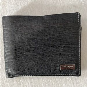 Salvatore Ferragamo Textured Black Card Holder